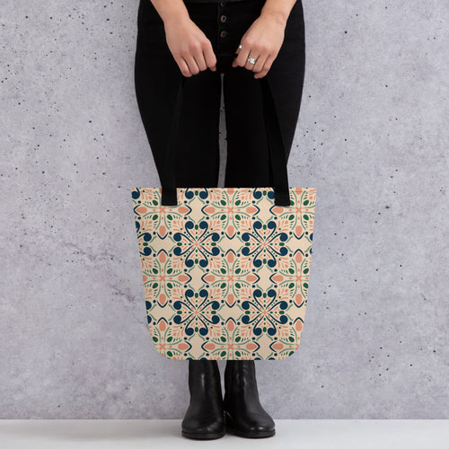 Garden Navy Tote Bag mockup 1 pattern preview