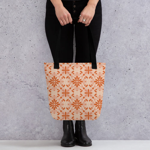 Peach Tonal Bloom Tote Bag mockup 1 pattern preview