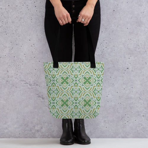 Mint Folk Tote Bag mockup 1 pattern preview