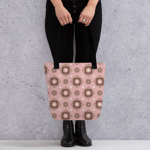 Mocha Medallion Tote Bag mockup 1 pattern preview
