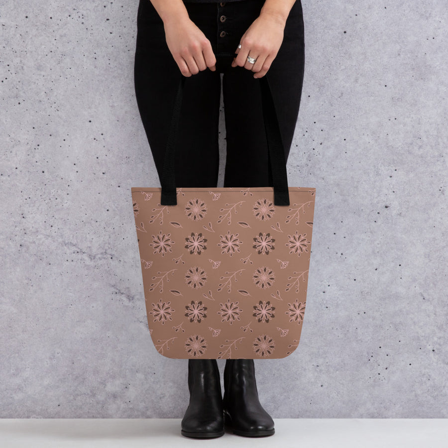 Mocha Botanical Tote Bag mockup 1