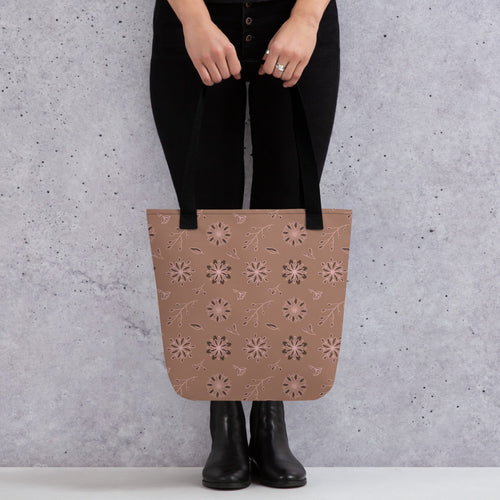 Mocha Botanical Tote Bag mockup 1 pattern preview