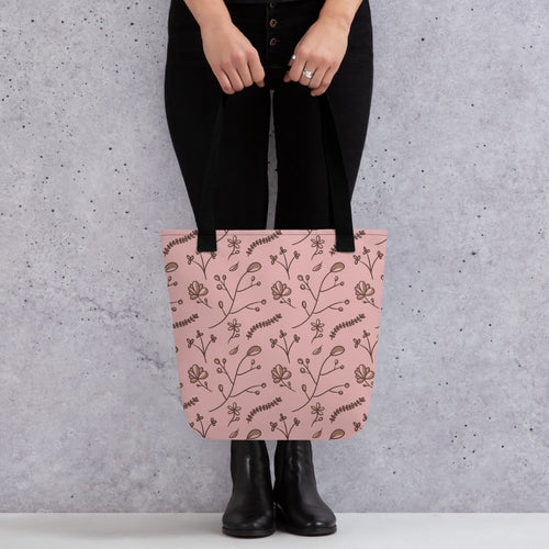 Mocha Sprig Tote Bag mockup 1 pattern preview