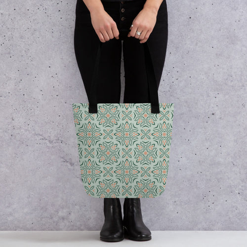 Mint Botanical Tote Bag mockup 1 pattern preview