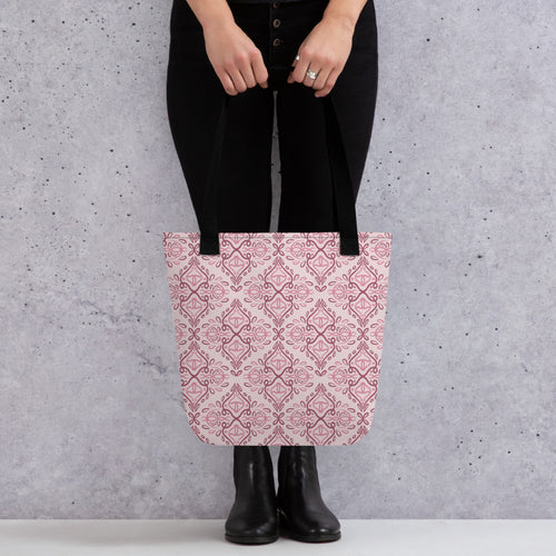 Rose Damask Tote Bag mockup 1 pattern preview