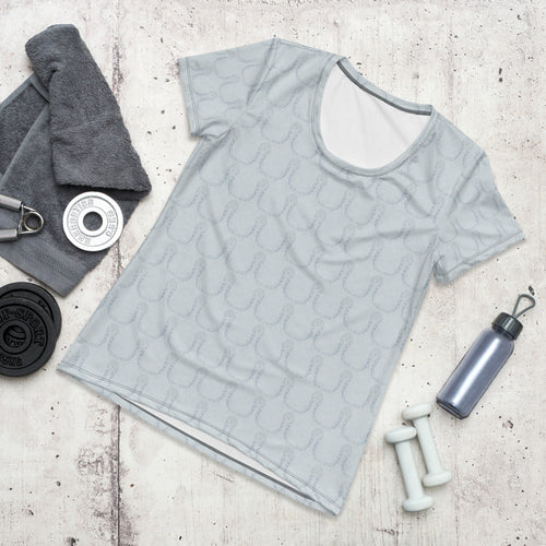 Misty Damsel Curtains Closed AOP Women's Athletic T-Shirt mockup 1 pattern preview