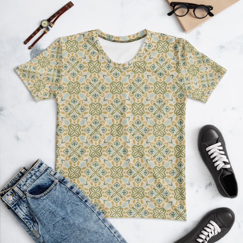 Garden Clover Cross AOP Women's T-Shirt mockup 1 pattern preview