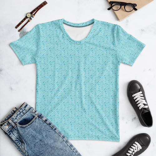 Aqua Vine Scatter AOP Women's T-Shirt mockup 1 pattern preview
