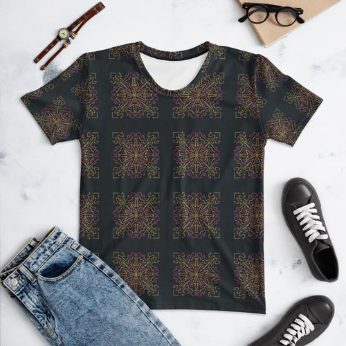 Disco Scrollwork AOP Women's T-Shirt mockup 1 pattern preview