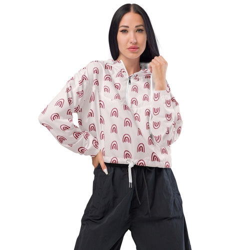Alison Good Days Only AOP Women's Cropped Windbreaker mockup 1 pattern preview