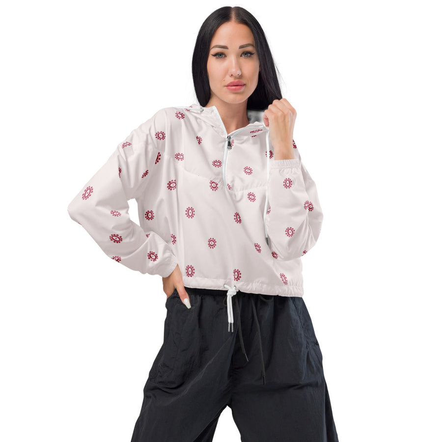 Alison Eye See The Light AOP Women's Cropped Windbreaker mockup 1