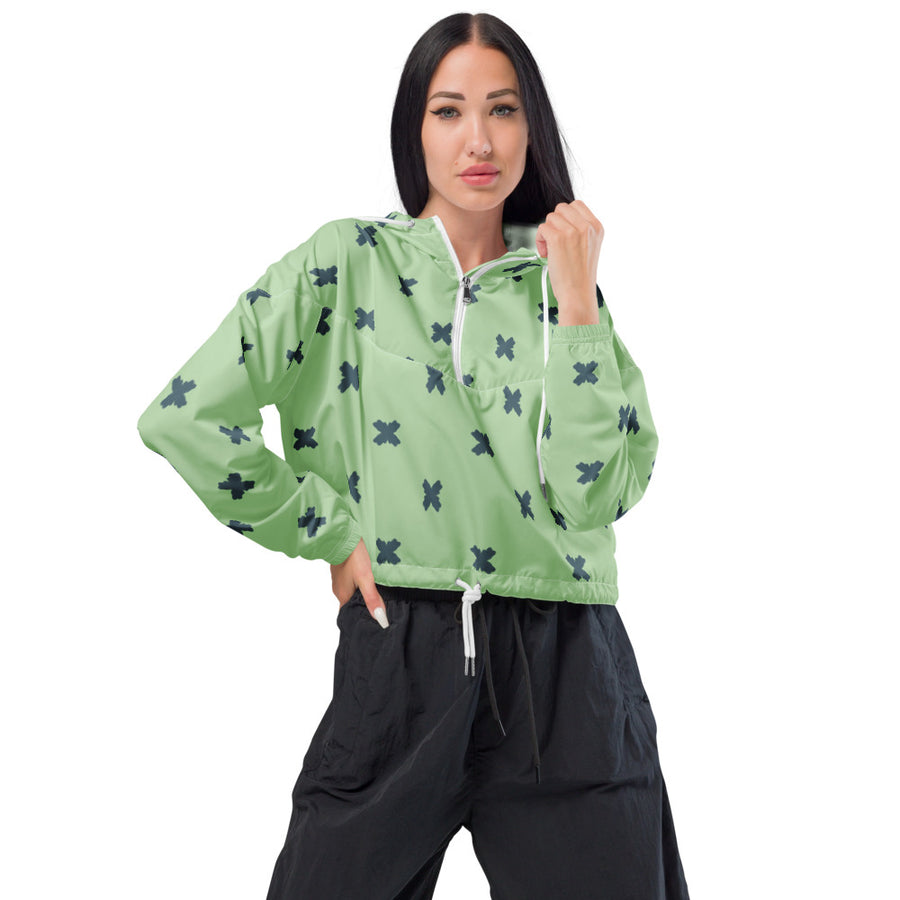 Coachella Butterfly Mint AOP Women's Cropped Windbreaker mockup 1