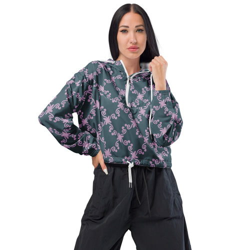Coachella Wild Ones Slate Lavender AOP Women's Cropped Windbreaker mockup 1 pattern preview