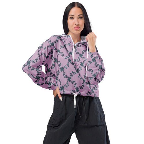 Coachella Wild Ones Lavender AOP Women's Cropped Windbreaker mockup 1 pattern preview