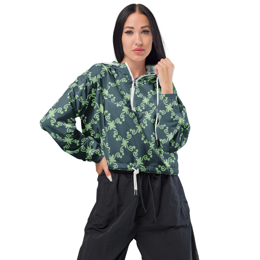 Coachella Wild Ones Slate Mint AOP Women's Cropped Windbreaker mockup 1