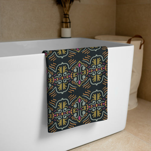 Folk Totem Beach Towel mockup 1 pattern preview
