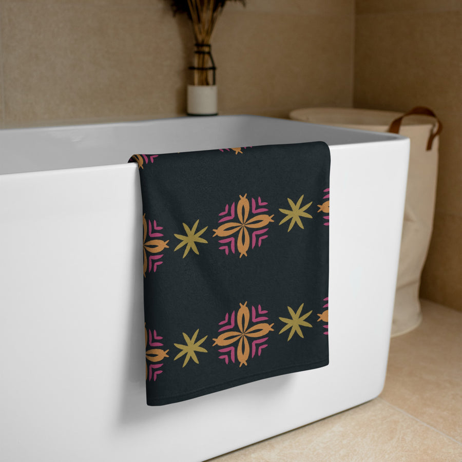 Disco Star Scatter Beach Towel mockup 1