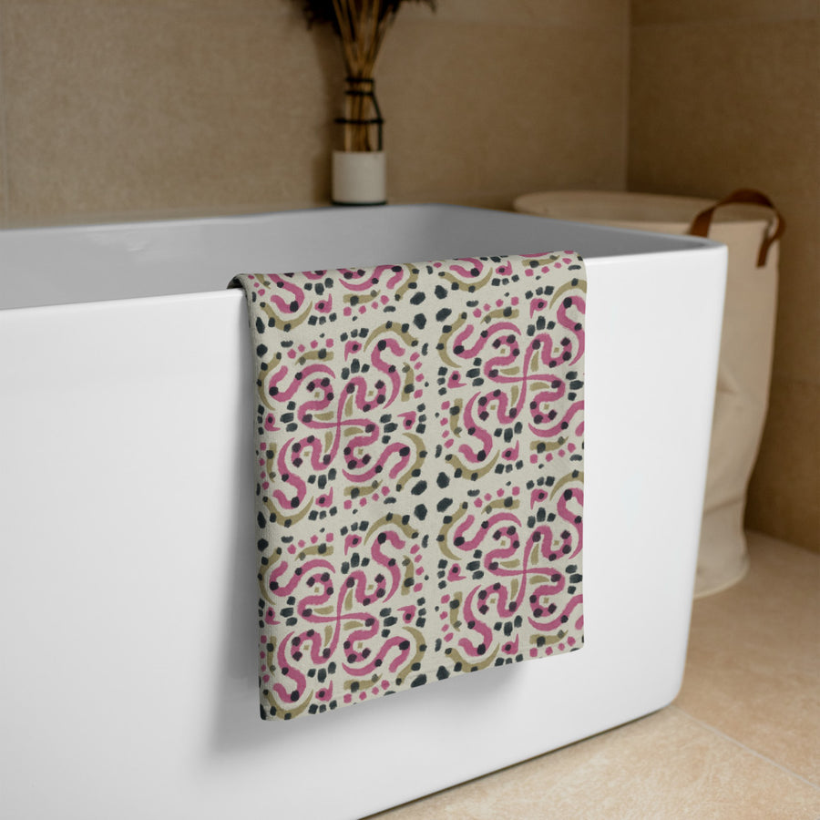 Serpentine Tile Beach Towel mockup 1