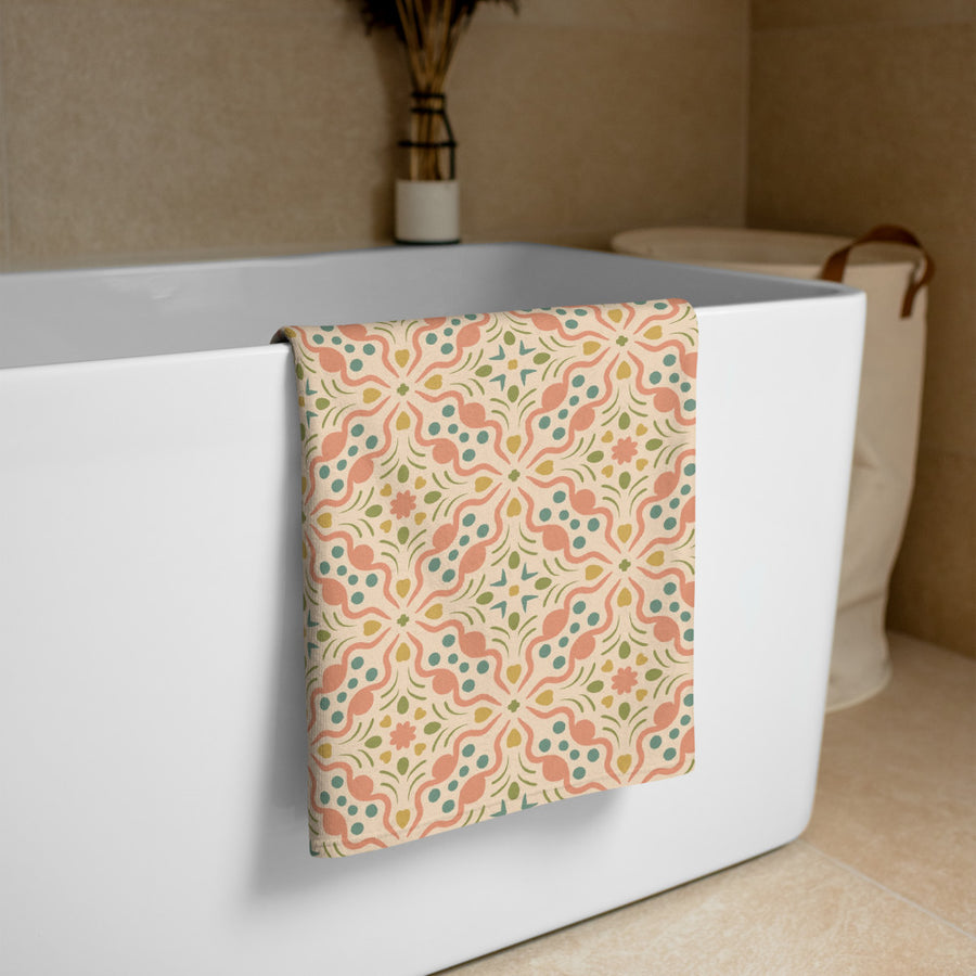 Serpentine Bloom Beach Towel mockup 1