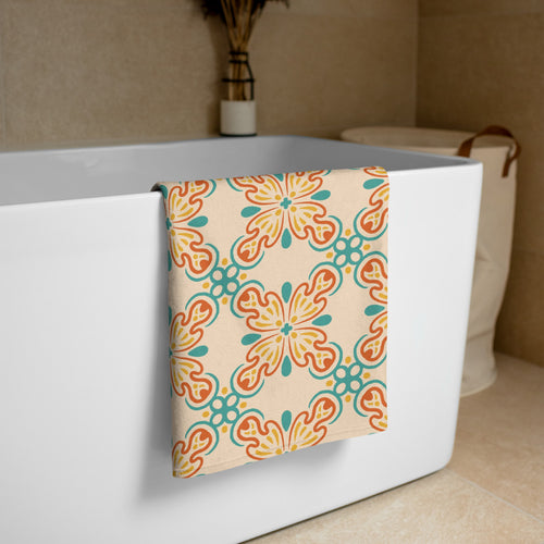 Citrus Tile Beach Towel mockup 1 pattern preview