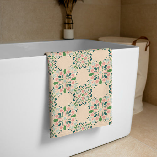 Rose Garden Tile Beach Towel mockup 1 pattern preview