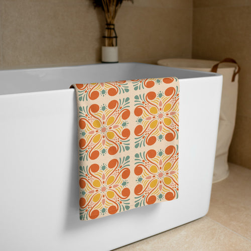 Bold Citrus Beach Towel mockup 1 pattern preview