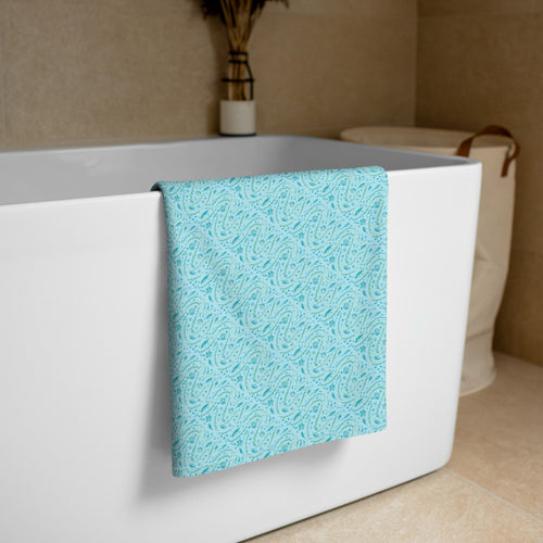 Aqua Vine Scatter Beach Towel mockup 1 pattern preview