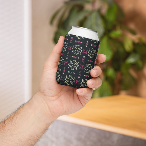 Sage Heart Cross Can Cooler mockup 1 pattern preview