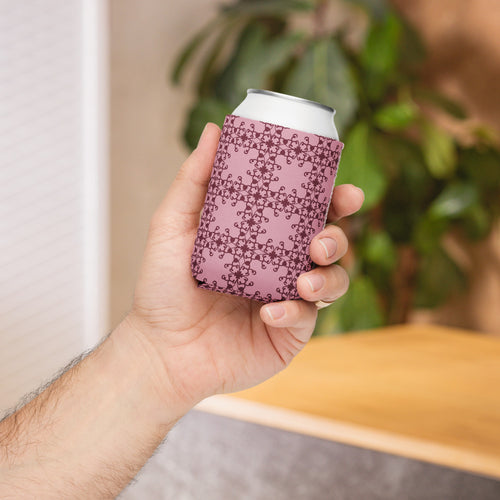 Crimson Scrollwork Can Cooler mockup 1 pattern preview