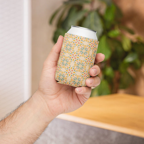 Folk Cross Tile Can Cooler mockup 1 pattern preview
