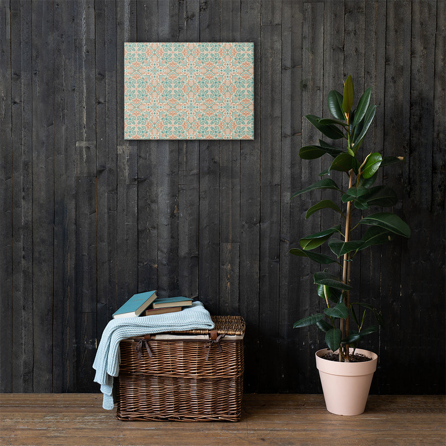 Teal Scroll Tile Canvas mockup 1