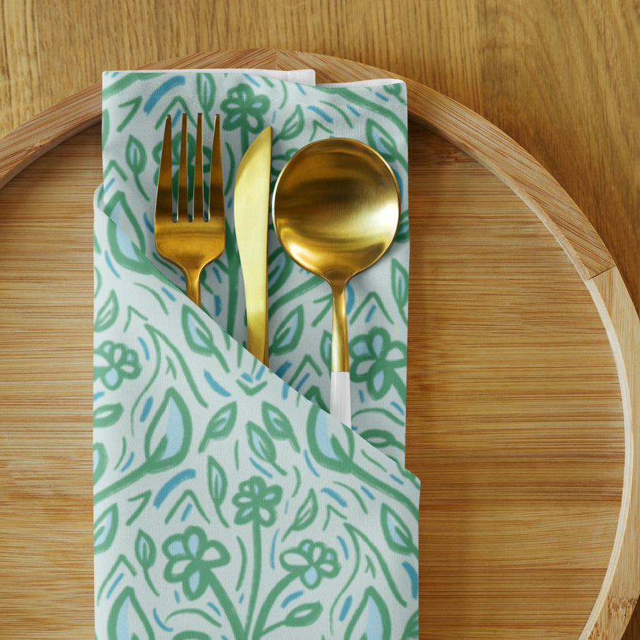 Teal Vine Damask Cloth Napkin Set mockup 1