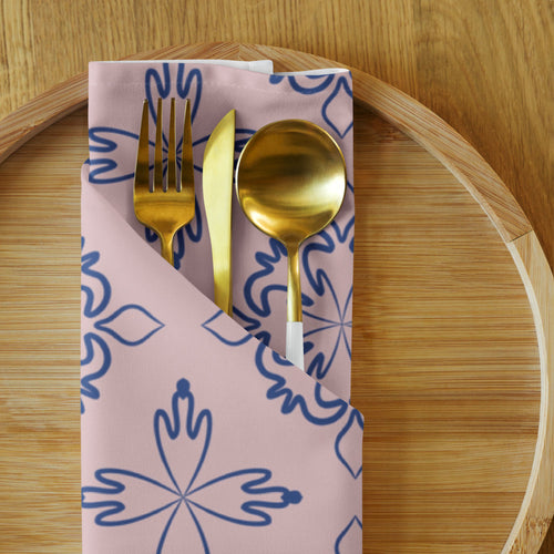 Cobalt Tulip Cloth Napkin Set mockup 1 pattern preview