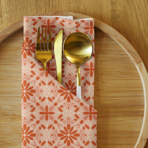 Peach Tonal Bloom Cloth Napkin Set mockup 1 pattern preview