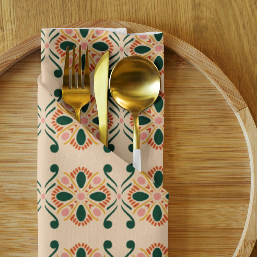 Forest Butterfly Tile Cloth Napkin Set mockup 1