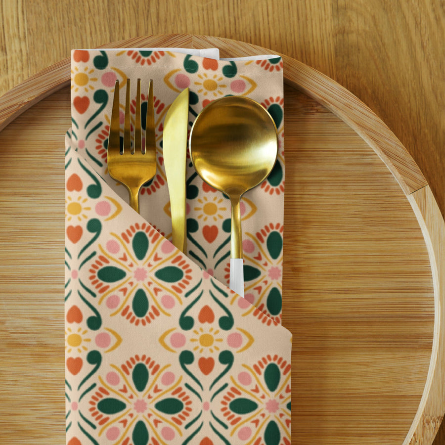 Sunheart Tile Cloth Napkin Set mockup 1