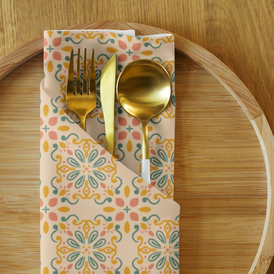 Folk Cross Tile Cloth Napkin Set mockup 1