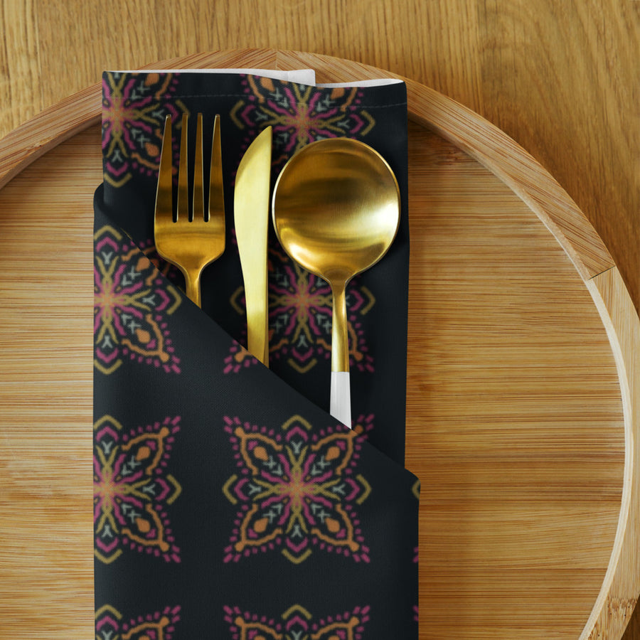 Golden Ikat Star Cloth Napkin Set mockup 1