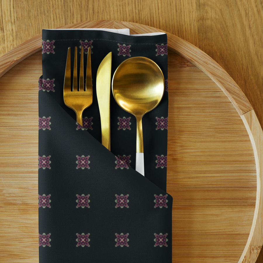 Pink Dot Flower Cloth Napkin Set mockup 1