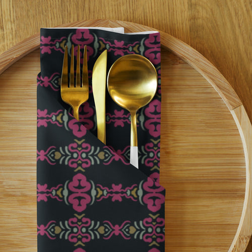Magenta Baroque Cloth Napkin Set mockup 1 pattern preview