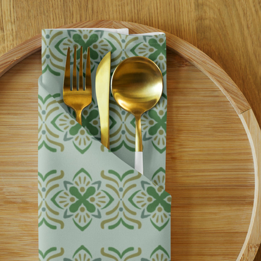 Olive Butterfly Cloth Napkin Set mockup 1