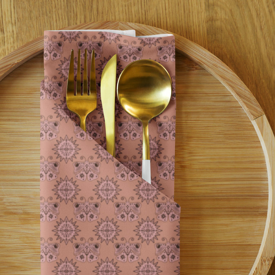 Mocha Butterfly Eye Cloth Napkin Set mockup 1