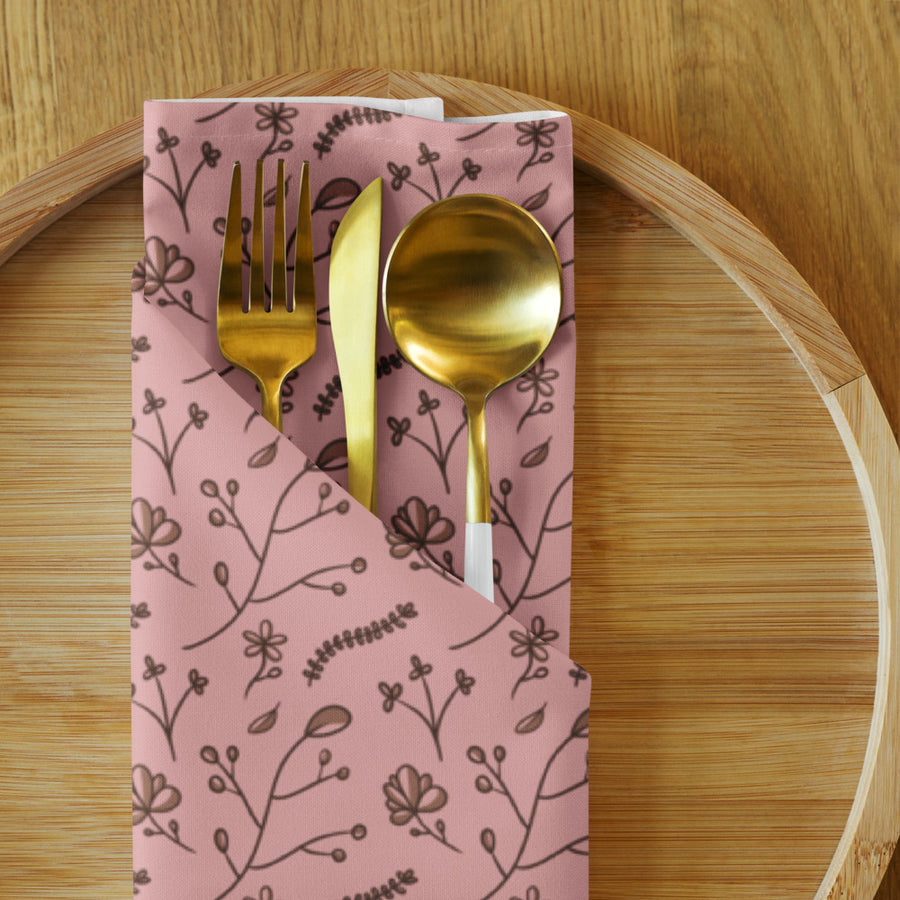 Mocha Sprig Cloth Napkin Set mockup 1