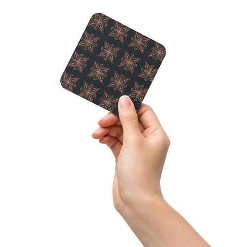 Golden Ikat Star Coaster mockup 1 pattern preview