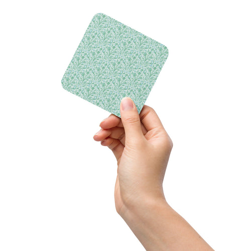 Teal Vine Damask Coaster mockup 1 pattern preview
