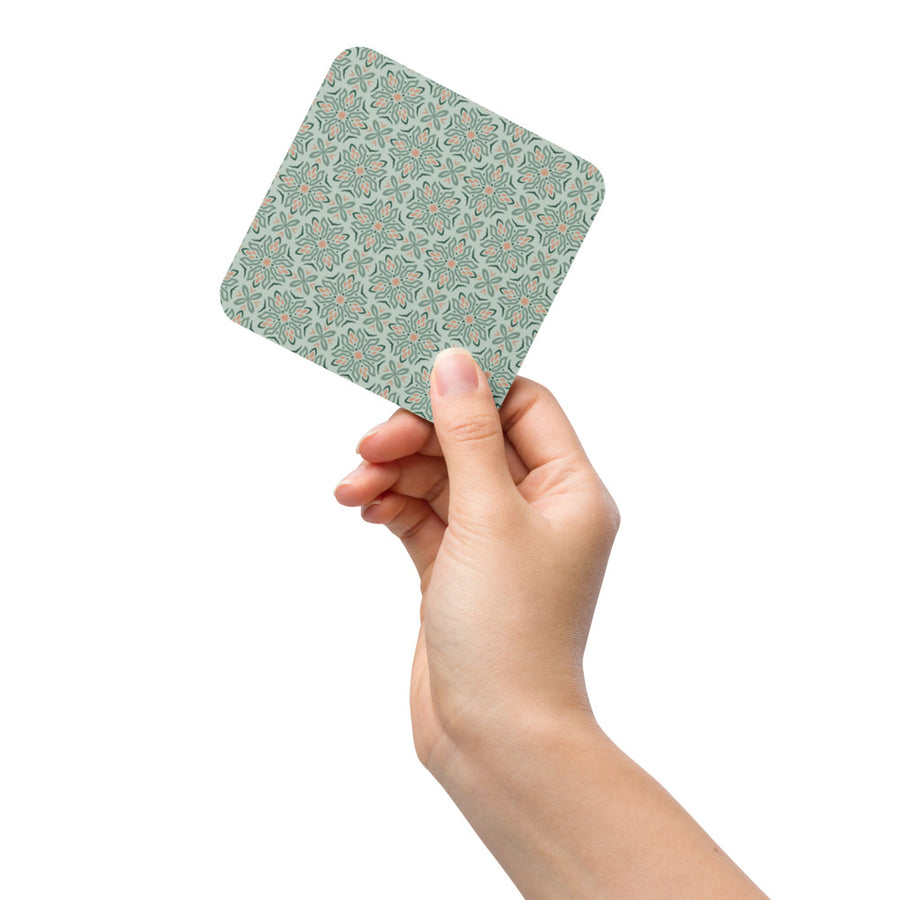 Mint Botanical Coaster mockup 1