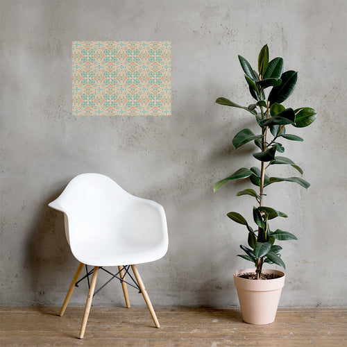 Teal Scroll Tile Matte Poster mockup 1 pattern preview