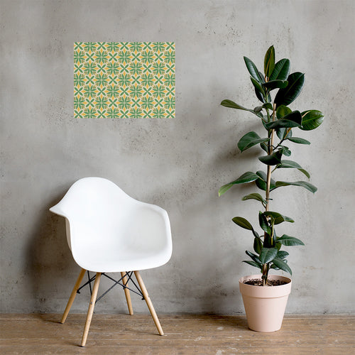 Green Petal Tile Matte Poster mockup 1 pattern preview