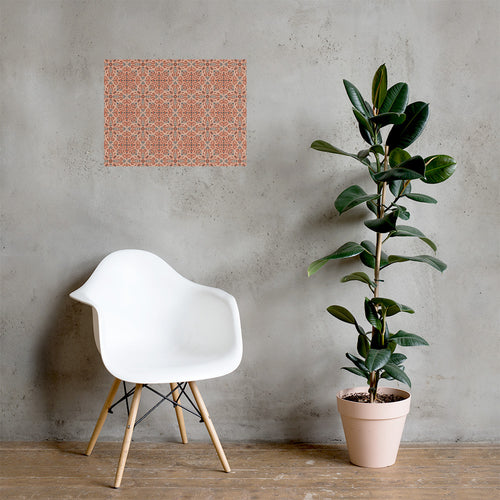 Terracotta Navy Tile Matte Poster mockup 1 pattern preview