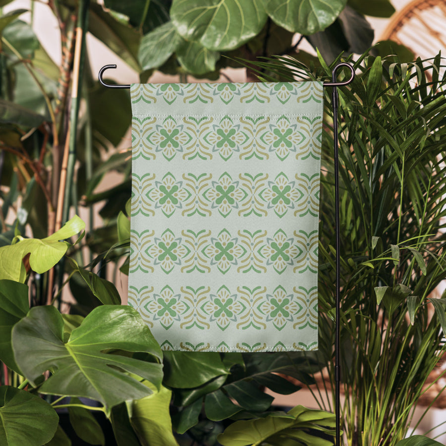 Olive Butterfly Garden Flag mockup 1